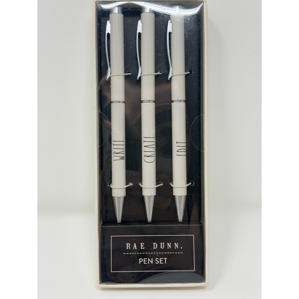 Rae Dunn Pen Set Unisex OS Cream NEW Write Create Edit 3pc Ballpoint PTH04